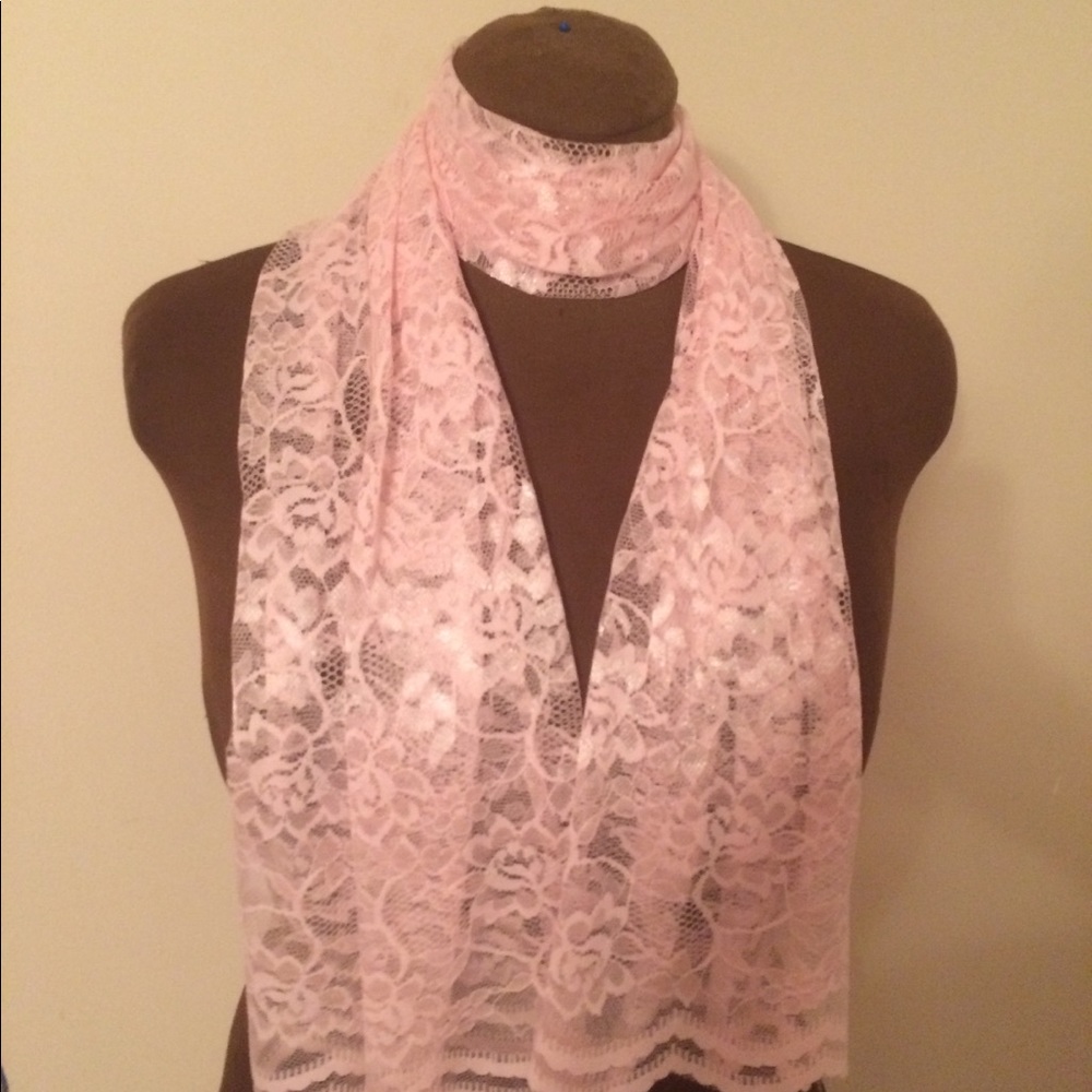 Pink Lace Scalloped Edge Women’s Girl’s Scarf